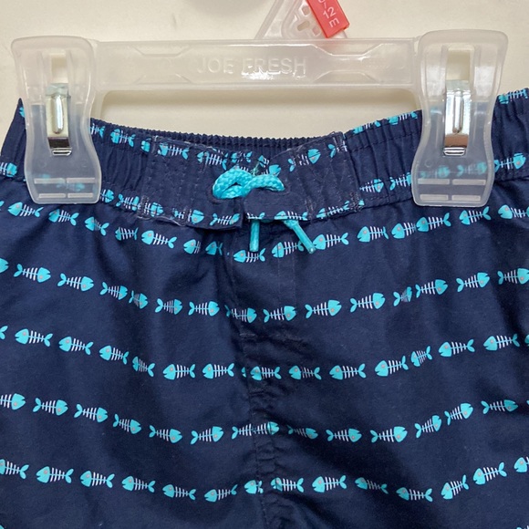 Joe Fresh NWOT 6-12 Month Navy Blue Fish Bone Swimming Trunks - Picture 2 of 6